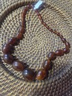 Antique Lg Faturan Honey Cherry Amber Bakelite Graduated Beaded Neckl  76 5g
