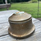 Video Vintage Metal Powder Puff Music Box Lid Works Old Makeup Vanity Container