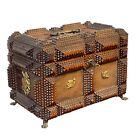 Antique Ornate  1880s Victorian Tramp Art Sewing Box Document Chip Carved W Key