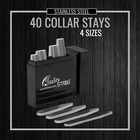 40 Metal Collar Stays 4 Sizes In Box For Men 2 2  2 5  2 35  2 75   brand New 