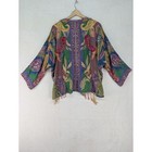 Gypsy Wind Patterns Bay Paisley Kimono Jacket Fringe Boho Multicolor Rayon Os