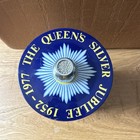 Queen s Silver Jubilee 1952-1977 British Metal Tin Canister W  Lid Mirror Bottom