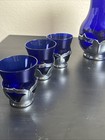 Art Deco Cambridge Glass Cobalt 1932 Farber Bros Krome Kraft Cocktail Shaker Set