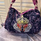 Rare Ed Hardy Large Tye Dye Hobo Metallic Crystal Tattoo  Amazing Nwot
