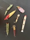 Vintage Wood Topwater Fishing Lure Lot Of 6 Multicolor Bass Freshwater 6in