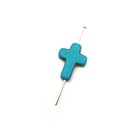 Turquoise Colored Howlite Cross Beads  12x16mm - Us Seller