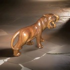 Vintage Tiger Wood Hand Carved Sculputre Wood As Big As A My Actual Cat      