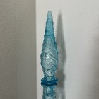 Vintage 22    Italian Empoli Ice Blue  Waves  Glass Genie Bottle Decanter Stopper