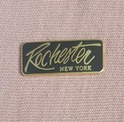 Rochester New York Cursive Black Enamel And Gold Tone Travel Souvenir Lapel Pin