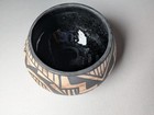 Hand Painted Decorative Pottery Bowl Black   Brown Geometric Pattern Design