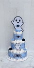 3 Tier Blue Ghost Halloween Diaper Cake Baby Shower Boy