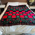 Vtg Afghan 100  Cotton Apple Floral Throw Lap Blanket 49  X 74 
