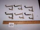6 Antique Vintage Cast Iron Hooks Coat   Hat - Chippy Paint - Lot Qd