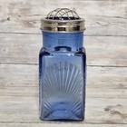 Vtg Flower Frog Tender Heart Treasures Blue Glass Vase Metal Wire Lid Tht 2003