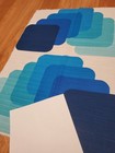 Awesome Rare Vintage Mid Century Retro 70s 60s Blue Square Caterpillars Fabric 
