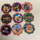 Lot Of 9 Hard Rock Casino  5 Xmas Casino Chips Halloween Uncirculated Las Vegas