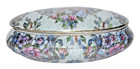 Vintage Porcelain Jewelry Trinket Box Blue Hand Painted Floral Lid Made In China