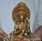 9 2 old Tibet Buddhism Temple Bronze Gilt Tara Guardian Law Buddha Statue