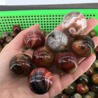 Natural Silk Agate Ball Quartz Crystal Sphere Healing Tumbled Gemstone Dia 30mm