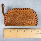 Vintage Tooled Leather Coin Purse Western Serval Zipper Pull Hamilton Montana
