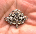 Vintage Sterling Rhodium Rhinestone Hair Dress Clip Comb Floral Motif 1 1 4 