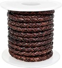 Genique Real genuine Round Braided Leather Cord String Rope Folded  Leather R   