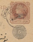 Chamba State India 1888 Letter Card To Pangie With Two Local Postmarks