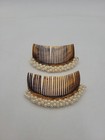 Set Of 2 Vintage Tilco Usa Hair Comb Faux Pearl Hair Clip Accessory Mid Century 