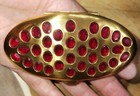 Rare Vintage 1930 s-40s Calvaire Jeweled Gold Tone Mirror Ladies Compact Unused
