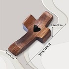 Masisdaoz Wooden Cross Fidget  3pcs Walnut Pocket Crosses - My Heart     
