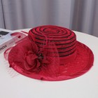 Fascinator Hat For Women Wide Brim Flower Tea Hats A Beautiful Gift Wine Red Cap