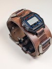 Casio Digital Watch W  Steampunk Leather Straps Vintage Casio Digital Cuff Watch