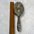 Hair Brush Women Silver Tone Vintage Rose Repousse Ornate Victorian-needs Repair