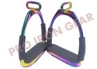 Rainbow Offset Horse Flexible Safety Stirrups  4 75        Riding Bendy Iron Steel