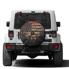  Spare Tire Cover With 17  With Backup Camera Hole American Flag With Deer