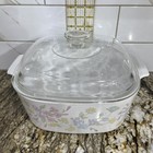 Corning Ware 5 Liter Large Pastel Bouquet Floral Casserole Dish A-5-b W lid         