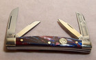 1990s bertram Cutlery hen   Rooster 4 Blade Congress red white blue Pocket Knife