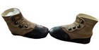 Antique Victorian Black And Taupe Leather Button Up Child baby Shoes