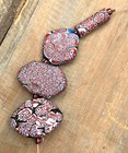 Antique Vintage Venetian Chevron Millefiori Large Tabular African Trade Bead Set