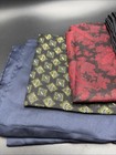 Lot Of 4 Vintage Men   s Silk Pocket Squares Handkerchiefs Paisley Solid Formal