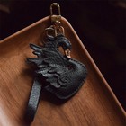 Handmade Leather Swan Bag Charm  Fashion Handbag Accessories  Black