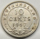 Newfoundland 1947 10 Cents Dime Silver Coin - Very Fine  