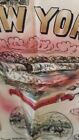 Vintage  Fringed Silk Pillow Cover Souvenir New York  18  Square