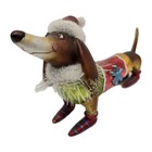 Dachshund Dog In Sweater   Santa Hat Christmas Ornament