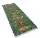 Handwoven Runner Wool Kilim Dhurrie Rug Color Green Multi Design Carpet Area Rug