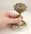 Vintage Ormolu Hollywood Regency Perfume Bottle Filigree Dauber 24k Gold Plate