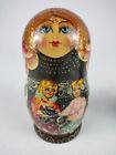 Vintage Russian Signed Matryoshka Wooden Nesting Dolls  Set Of 5 Hand Painted