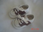 Vtg  Topps Tiny T Baby   Toddler   Doll Shoes Size 0 Brown   White Saddle Style
