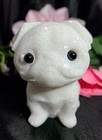 3 2  371g  Pretty White Sparkle Marble Pug Dog Crystal Stone Carving Statue