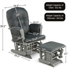 Costway Glider And Ottoman Cushion Set Wood Baby Nursery Rocking Chair Dark Grey